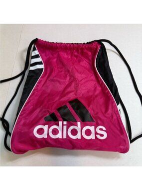 Adidas Drawstring Gym Bag Pink Black White Logo Sackpack Sports Backpack